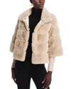 Love Token Faux Fur Jacket In Beige