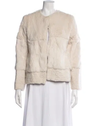 Pre-owned Love Token Faux Fur Jacket In Neutral