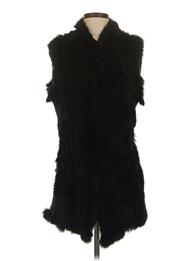 Pre-owned Love Token Faux Fur Vest In Black