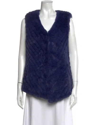 Pre-owned Love Token Faux Fur Vest In Blue