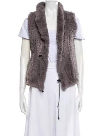 Pre-owned Love Token Faux Fur Vest In Gray