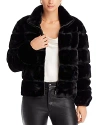 Love Token Faux Fur Zip Jacket In Black