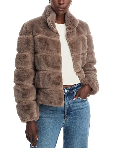 Love Token Faux Fur Zip Jacket In Brown