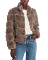 Love Token Faux Fur Zip Jacket In Mink