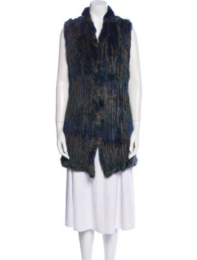 Pre-owned Love Token Fur Colorblock Pattern Fur Jacket In Multi