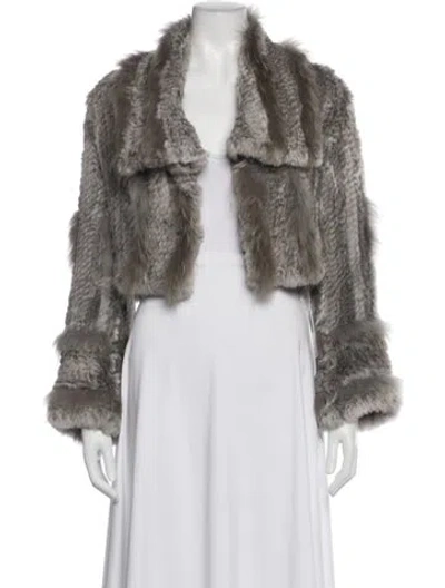Pre-owned Love Token Fur Jacket In Gray