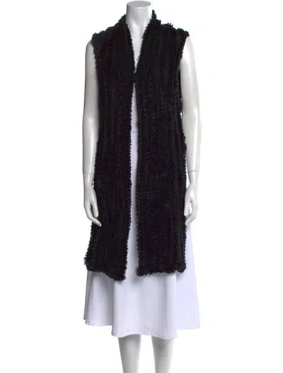 Pre-owned Love Token Fur Open Front Sweater In Black