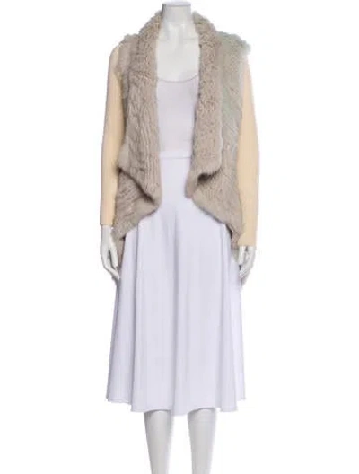 Pre-owned Love Token Fur Striped Fur Jacket In Neutral