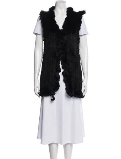 Pre-owned Love Token Fur Vest In Black