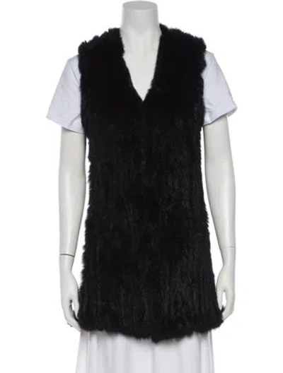 Pre-owned Love Token Fur V-neck Sweater In Black