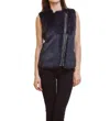 Love Token Fur Zip Up Vest In Navy In Blue