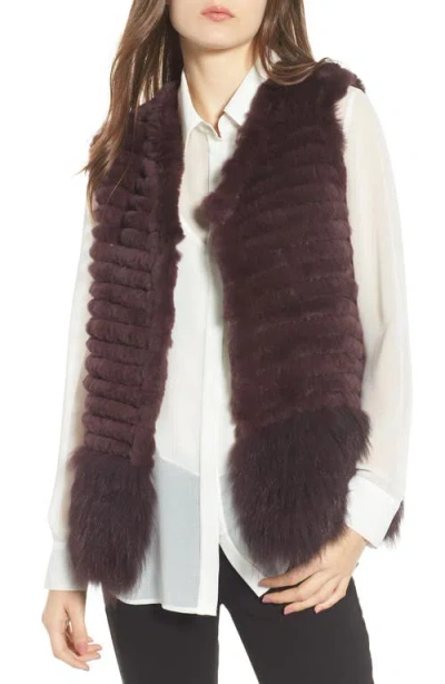 Love Token Genuine Rabbit & Fox Fur Vest In Brown