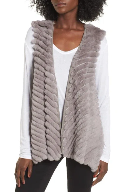 Love Token Genuine Rabbit Fur Vest In Gray