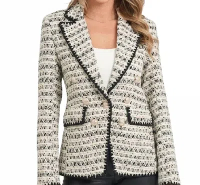 Love Token Georgia Tweed Blazer In Black/beige In Neutral