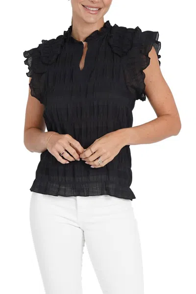 Love Token Gina Shirred Top In Black