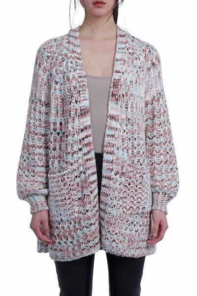 Love Token Gloria Open Front Cardigan In Pink In Multi
