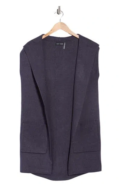 Love Token Hooded Knit Cardigan In Purple