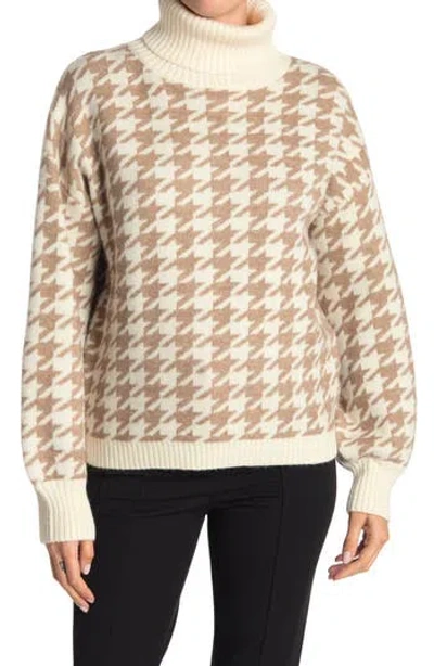 Love Token Houndstooth Turtleneck Pullover Sweater In Multi