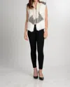 Love Token Jane Genuine Rabbit Fur Vest In Ivory Combo In Grey