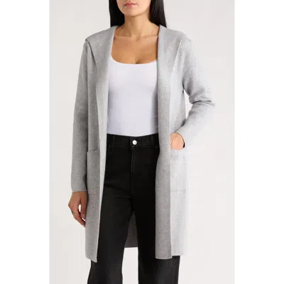 Love Token Jennifer Hooded Longline Cardigan In Gray
