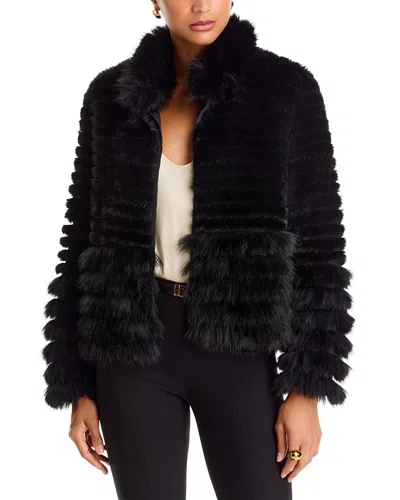 Love Token Joyce Reversible Faux Fur Jacket In Black