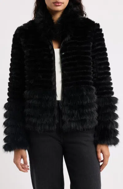 Love Token Joyce Reversible Faux Fur Jacket In Black
