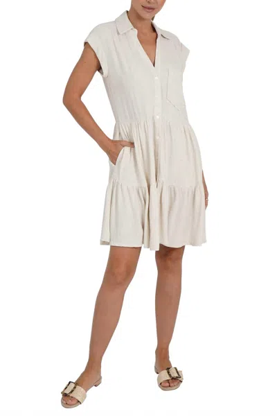 Love Token Karla Linen Blend Short Shirtdress In Natural In White