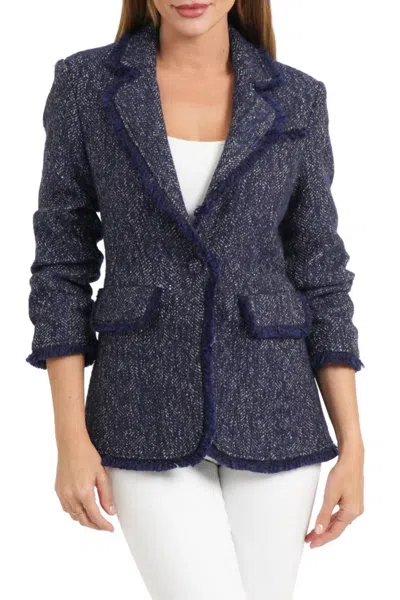 Love Token Keith Blazer In Navy In Purple