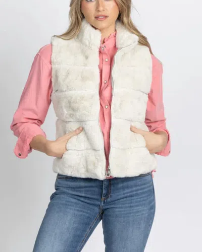 Love Token Krissy Faux Fur Vest In Ivory In White