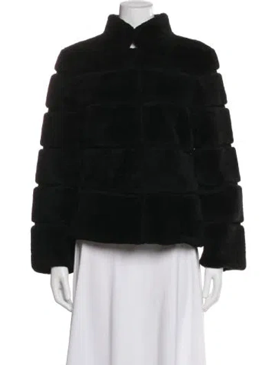 Pre-owned Love Token Lamb Fur Faux Fur Coat In Black