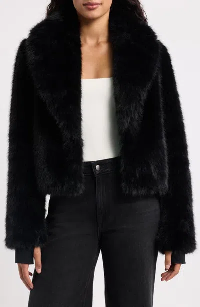 Love Token Leslie Faux Fur Jacket In Black