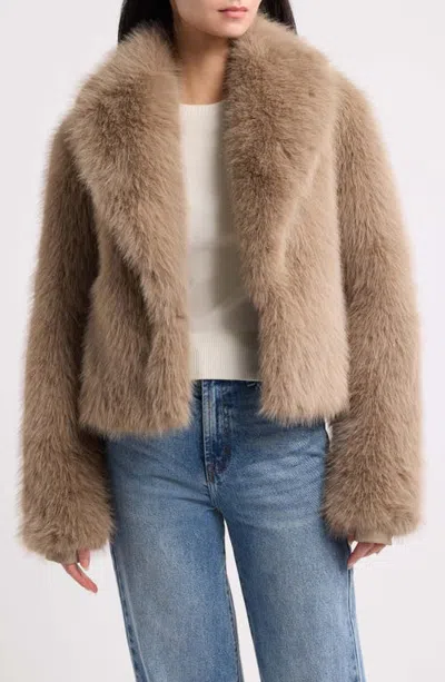 Love Token Leslie Faux Fur Jacket In Taupe