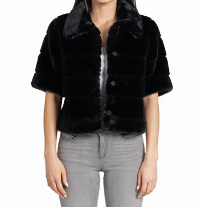 Love Token Lester Faux Fur Shrug In Black