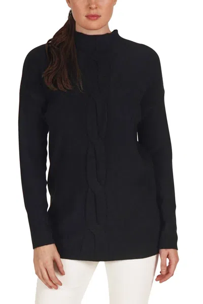 Love Token Long Sleeve Mock-neck Sweater In Black In Animal Print