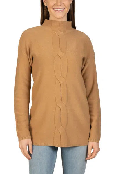 Love Token Long Sleeve Mock-neck Sweater In Camel In Brown