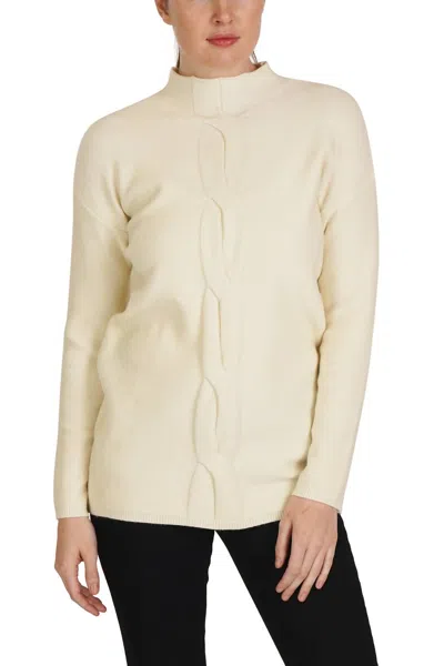 Love Token Long Sleeve Mock-neck Sweater In Ivory In Yellow