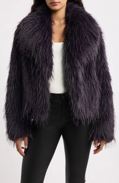 Love Token Lucia Faux Fur Coat In Purple