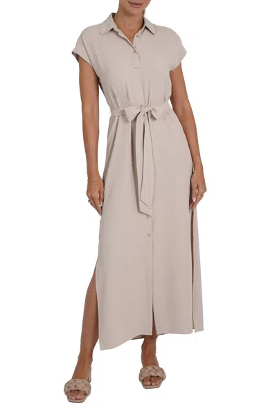 Love Token Maggie Shirt Dress In Taupe In Gray