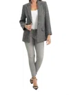 Love Token Marcus Jeweled Boyfriend Blazer In Charcoal In Pink