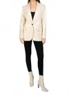 Love Token Nancy's Boyfriend Faux Leather Blazer In Cream In Neutral