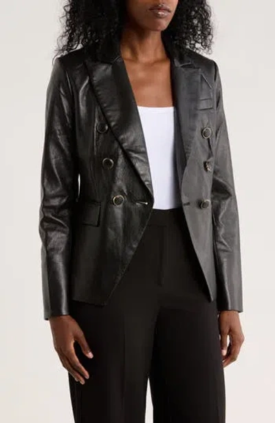 Love Token Nellie Faux Leather Blazer In Black