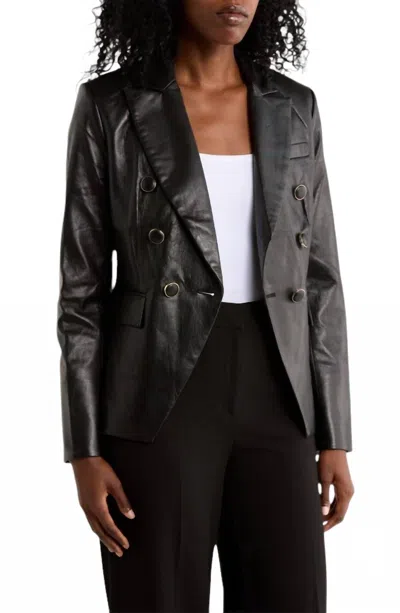 Love Token Nellie Faux Leather Blazer In Black