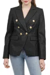 Love Token Nellie Faux Leather Double Breasted Jacket In Black In Black