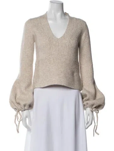 Pre-owned Love Token Nylon V-neck Sweater In White