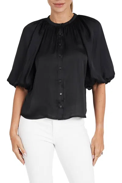 Love Token Odette Puff Sleeve Blouse In Black