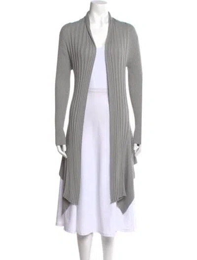 Pre-owned Love Token Open Front Long Sleeve Top In Gray