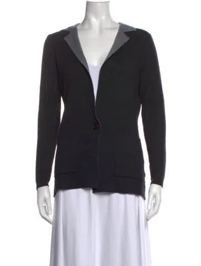 Pre-owned Love Token Open Front Sweater In Black