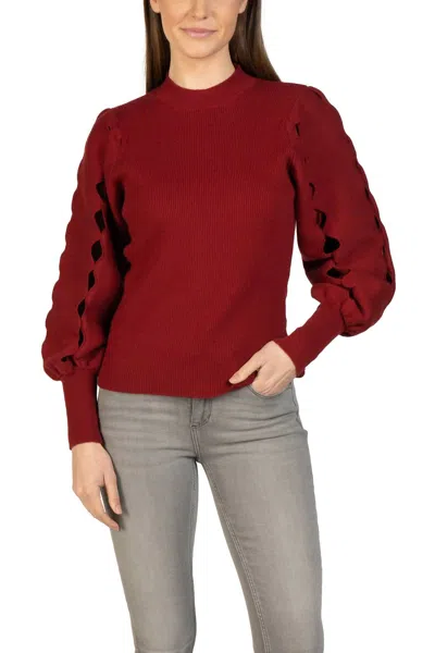 Love Token Ophelia Cut Sleeve Sweater In Wine In Burgundy