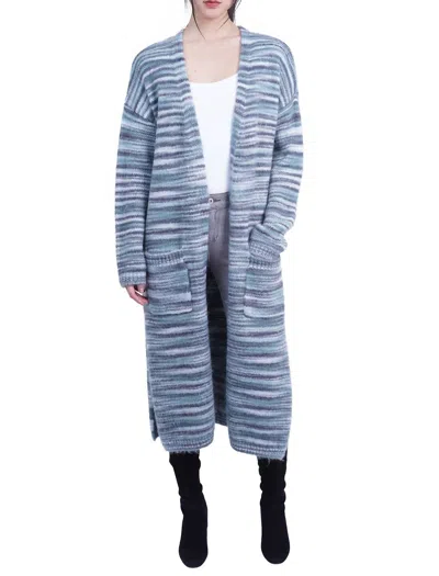 Love Token Pam Open Front Cardigan In Grey In Blue