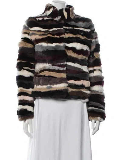 Pre-owned Love Token Patterned Fur Jacket In Black